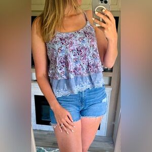 Bongo | Floral Tank Top | Size L | Adjustable Straps